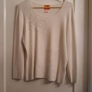 Heart of Palm Design White Sweater Size XL